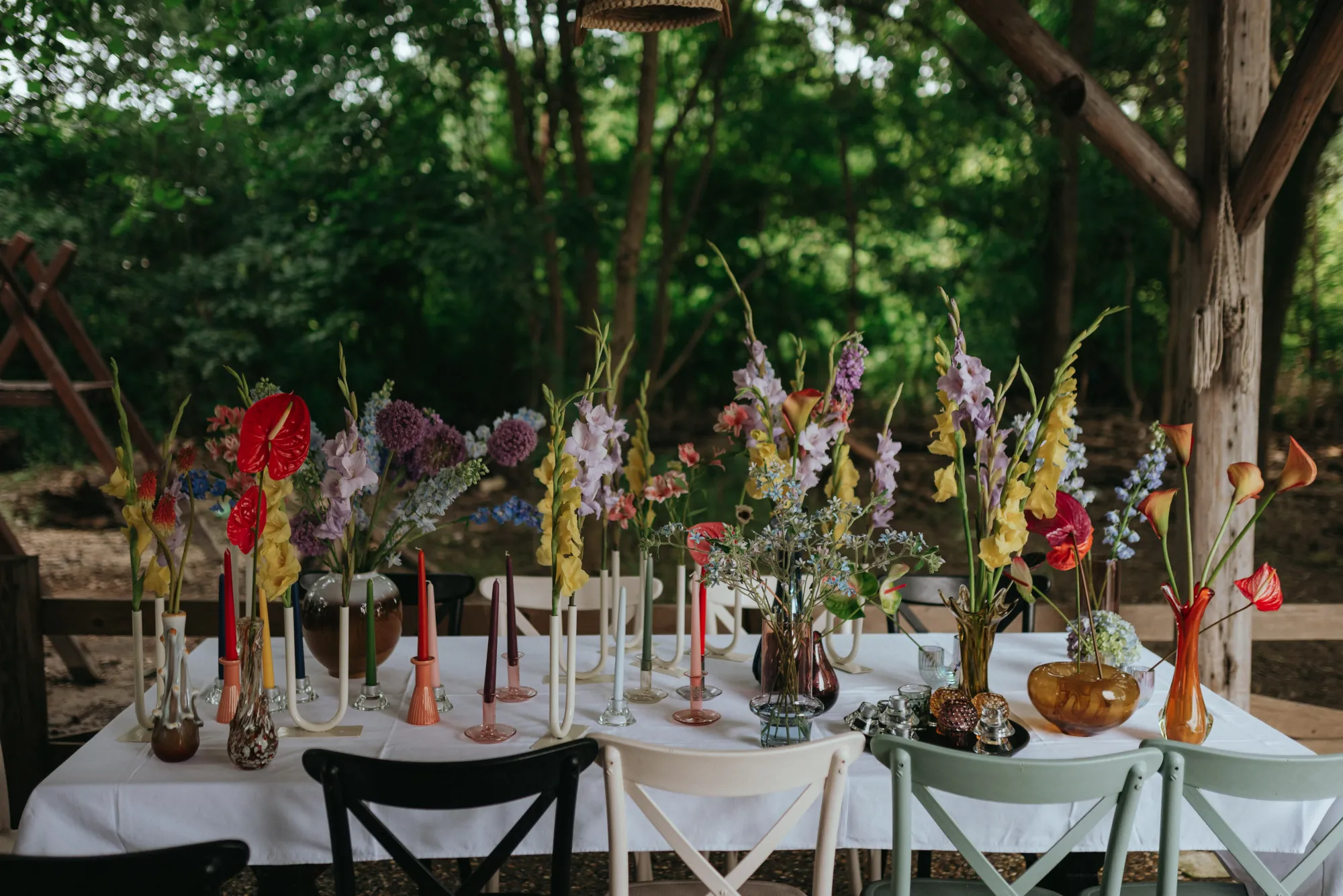 Forest green and white reflections
